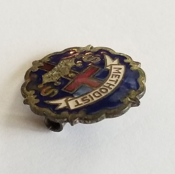 Vintage Methodist Sunday School pin brooch Little System blue silver tone - Picture 9 of 10